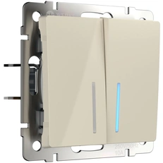 Изображение Выключатель двухклавишный с подсветкой (слоновая кость глянцевый) W1120103